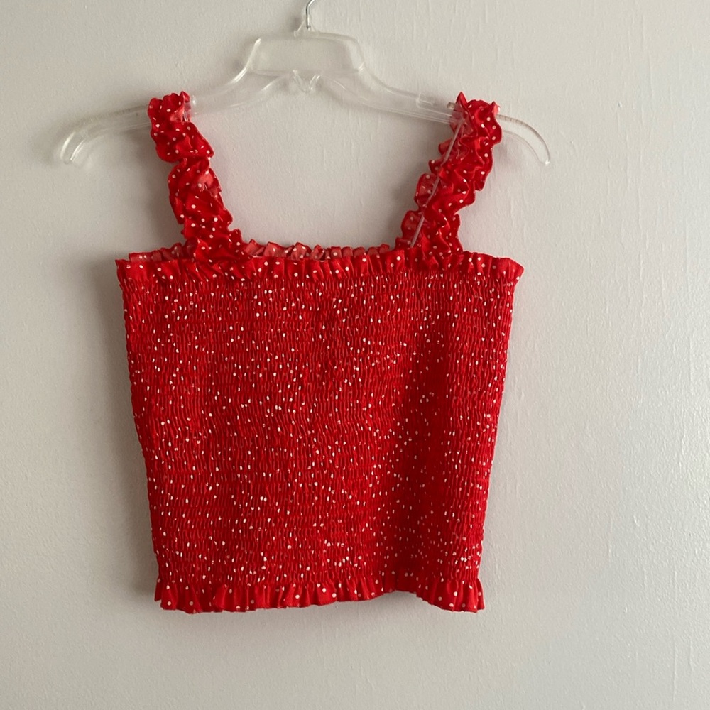 Red blouse with straps, size M-L-XL